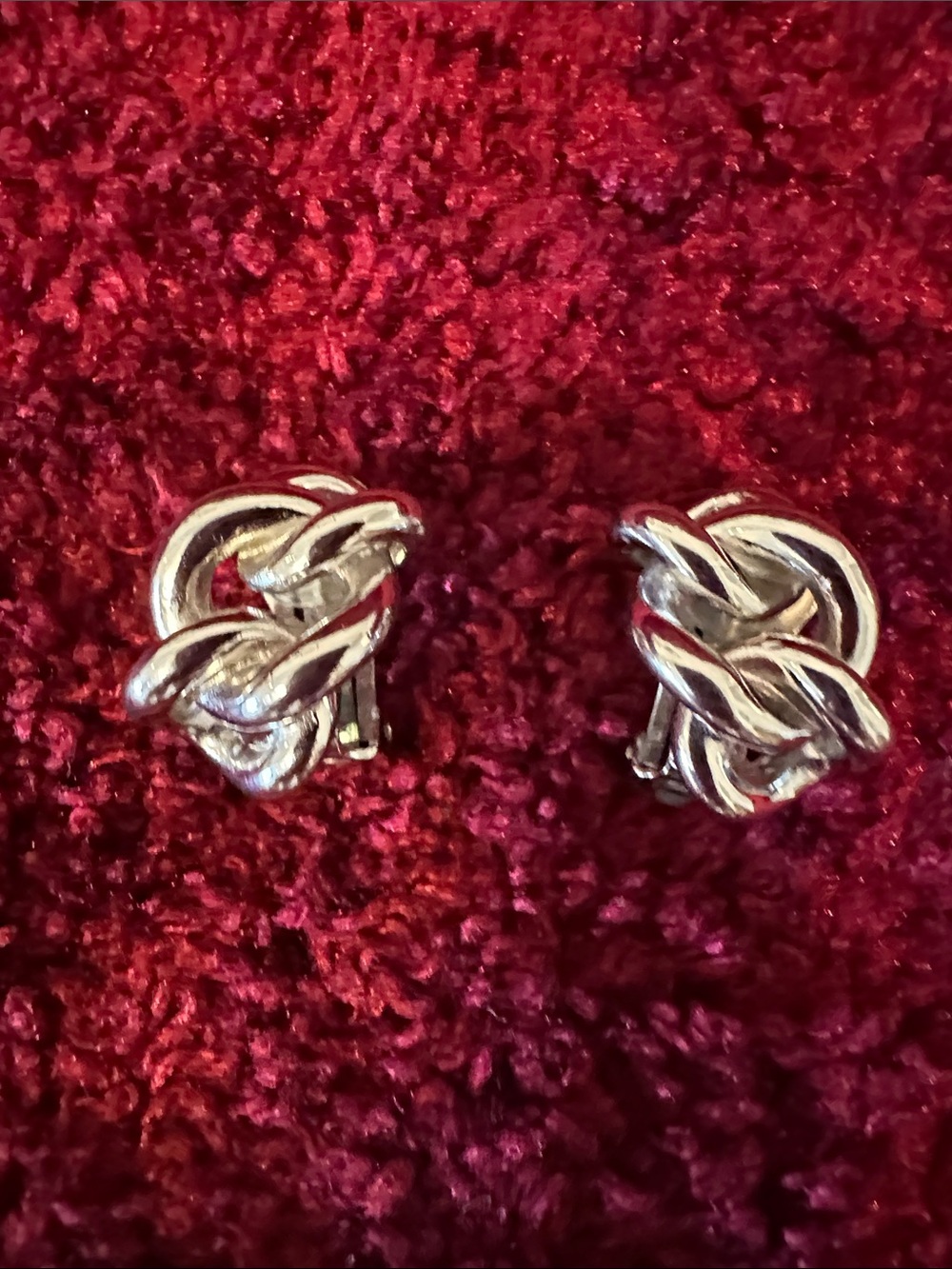 Christian Dior Twisted Knot Clip-On Earrings in Shiny Silver Tone